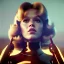 Placeholder: Ultra Realistic retro sci-fi portrait supermarket image from 1960, many explosions, sweet young Jane Fonda, tight latex suit, weapon, fighting stance, soft color, highly detailed, unreal engine 5, ray tracing, RTX, lumen lighting, ultra detail, volumetric lighting, 3d, finely drawn, high definition, high resolution.