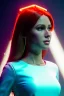 Placeholder: Young business woman, sci-fi, auburn hair, orange eyes, gold jewelry, elegant hair, retro neon style, a lot of led lights, fog, rain, leather, vibrant color, highly detailed, art stations, concept art, smooth, unreal engine 5, god rays, ray tracing, RTX, lumen lighting, ultra detail, volumetric lighting, 3d, finely drawn, high definition, high resolution.