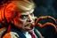 Placeholder: a grotesque parasite that looks like Donald Trump, horror