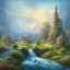 Placeholder: paradise , milk river , honey river , castle , big , heaven , light , trees , fruit