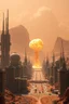 Placeholder: Nuclear explosions on Mars modern city future buildings and towers, modern architecture future building