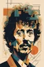 Placeholder: a highly detailed, abstract flat geometric portrait illustration of Bob Dylan in the minimalist style of Willi Baumeister, Federico Babina and Petros Afshar, sharply detailed and finely lined, in vibrant natural colors