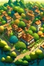 Placeholder: small town on the tree top birds view