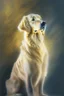 Placeholder: retriever dog , light background, in the style of degas