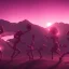 Placeholder: DANCING ALIENS, cinematic lighting, 4k, 8k, octane render, digital concept art, ambient lighting, PINK, MOUNTAINS SUNSET