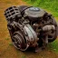 Placeholder: car engine, rusty, old, normal size, brown