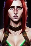 Placeholder: hyper realist, hyper detailed, stunningly beautiful teen woman, long ginger hair, green eyes, medium freckles, full lips, skimpy fantasy intricate leather armour, full body and head, c-cup breasts, aroused expression, full frame, petite, centered camera