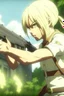 Placeholder: Attack on Titan screencap of a female Blonde girl attacks Shooting