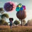 Placeholder: Ultra realistic circus scene. Sweet big hair monster. Child’s playing, smile, happy, color bubbles, smooth color, waist up view, Wes Anderson style, dark ambient, highly detailed, concept art, unreal engine 5, god rays, ray tracing, RTX, lumen lighting, ultra detail, volumetric lighting, 3d, finely drawn, high definition, high resolution.