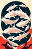 Placeholder:  a group of koi that are on top of each other, a poster by Nōami, ukiyo-e, anime aesthetic, minimalist.