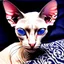 Placeholder: art by Boris Kostygov, intricate detailed Sphynx siamese cat with blue eyes