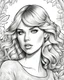 Placeholder: b/w illustration art for adult coloring book page themed with no background, coloring pages, Taylor Swift singing, full white, no color kids style, white background, Sketch style,(((((white background))))), only use outline., cartoon style, line art, coloring book, clean line art, Sketch style, line-art