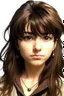 Placeholder: jojos style brown mullet bangs japanese girl character