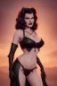 Placeholder: Rita Hayworth as evil queen in black leather, busty, cleavage, dominatrix, curvy, angry, stern look. character design by cory loftis, fenghua zhong, ryohei hase, ismail inceoglu and ruan jia. unreal engine 5, artistic lighting, highly detailed, photorealistic, fantasy