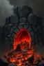 Placeholder: (the furnace) a very dark gray furnace with souls coming out. as it stranded on brimstone and made of brimstone