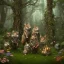 Placeholder: woodland animals standing around a black-robed, hooded sorcerer in a beautiful forest, trees and flowers, 8k resolution, high-quality, fine-detail, iridescent, intricate, digital art, detailed matte, volumetric lighting, beautiful, illustration, 3D octane render, margaret weiss, brian froud, howard lyon, selina french, anna dittmann, annie stokes, lisa parker, greg rutowski,