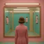 Placeholder: [art by Wes Anderson] the reflection in the mirror in not her