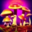 Placeholder: psychedelic mushrooms with alien texture, photography, psychedelic forest background