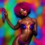 Placeholder: full body shot, masterpiece, best quality, girl, black skinned, sparkling eyes, fluorescent skin, colorful makeup, afro, highly detailed body, afrofuturism, scifi, sun light, 4K, RAW, depth of field, high contrast, realistic details, 24mm