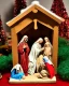 Placeholder: Holy nativity scene in the style of a Christmas market stall