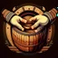 Placeholder: Two hands holding a wooden barrel : 1.5 ) money goes in from above and money comes out from below, ultra quality, vector graphics