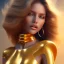 Placeholder: beautiful cosmic golden woman, long hair, nice smiling, magic glamour make up, delicate colors, beautiful glamour galactic golden dress, ultra sharp focus, 8k, unreal engine 5, extremely sharp detail, light effect, soft light atmosphere of a spaceship, smooth, full of details, face in front, complete vision of body