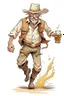 Placeholder: Bare drunk old cowboy in pants runs