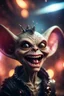 Placeholder: portrait through dirty warped lens of ultimate transcendent happy chat gremlin vampire alien frown with spotlights and huge tounge sticking head out af portal, in front of space portal dimensional glittering device, bokeh like f/0.8, tilt-shift lens 8k, high detail, smooth render, down-light, unreal engine, prize winning