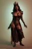 Placeholder: Pam Grier as evil queen in black leather, leather, busty, cleavage, angry, stern look. character design by cory loftis, fenghua zhong, ryohei hase, ismail inceoglu and ruan jia. unreal engine 5, artistic lighting, highly detailed, photorealistic, fantasy