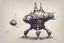 Placeholder: fantasy concept art, small walking magic turret sketch with magic crystal cannon