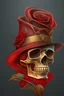 Placeholder: skull with red and gold hat and rose