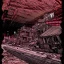 Placeholder:  line Art coloured, destroyed, post apocalyptic, darkred tones,