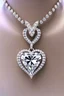 Placeholder: Create a visually stunning and luxurious image of a diamond necklace with a big symmetrical heart shape diamond at the center and 3 layers of small round diamonds around it