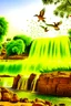 Placeholder: Sudan, waterfall, birds and hot sun