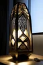 Placeholder: gaming table lamp inspired by dubai tower buliding architecture futuristic-modern stlye. geometric form