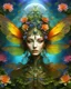 Placeholder: surrealism, grotesque, mysticism, flower planet, fabulous living outlandish dragonfly floral spiral twisted ornate world in baroque style fairy girl forest dryad dragonfly made of huge fractal weaves and vortices of petals, tattoos, bioluminescence, buds, dragonflies, smile, joy, ornate lenticular clouds, fractal swirls, a splash of bright saturated colors, professional photography, ultra-high detail, bright lighting.