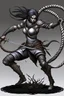 Placeholder: female gray skin Shadar-Kai wielding a Whip a whip made out of black thorns