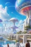 Placeholder: ville futuriste ultra moderne, ufos, rainbows,intergalactic city