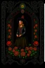 Placeholder: Jan Van Eyck Ornate Halloween Fantasy Art T-Shirt Design, Black Background