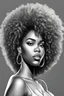 Placeholder: Create a coloring page of a beautiful curvy black female looking to the side with la curly afro. No shading, No color, define lines, clean lines