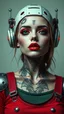 Placeholder: emo, woman, bitch, tattoos face ,big lips, red green clothes, bot robot