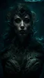 Placeholder: dark fantasy, siren, tattoed, full body to knees intricate details, insane details, volumetric lighting, ominous atmosphere, ominus lights, spectral atmosphere, underwater scenario, modelshoot style