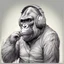 Placeholder: draw cool gorilla wearing head phones in it`s neck, wearing t-shirt up khalifa tower