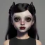 Placeholder: Female Jenna ortega black dress,soft goth libstick, wednesday addams make up, dramatic lighting, highly detailed, volumetric lighting, unreal engine, 8k