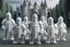 Placeholder: eight white humanized pawns with a big shield, a wonderfull castel in the background