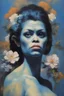 Placeholder: mugshot, Planet of the Apes, blue, large, floral designs, atmospheric, beautiful, China Doll, oil painting by Frank Frazetta