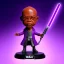 Placeholder: Bald mace windu Samuel Jackson purple bobblehead with boots, pommel, purple jedi