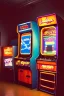 Placeholder: An 80's arcade at night, with a lot of functioning arcade machines