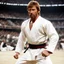 Placeholder: chuck norris in his iconic karate outfit in the arena