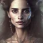 Placeholder: best quality, realistic lighting, masterpiece portrait of Penelope Cruz from pirates of the Caribbean, details, light dusting of freckles, shot from above, simple chain hauberk, warhammerVector art matte painting digital illustration 3D shading CryEngine Behance HD 3Delight